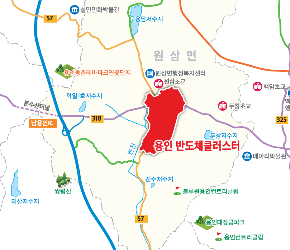 용인반도체클러스터 입지 지도